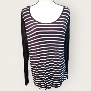 LuLaRoe Long Sleeve Top‎ Striped Casual T-Shirt Basic Tee Black White XL